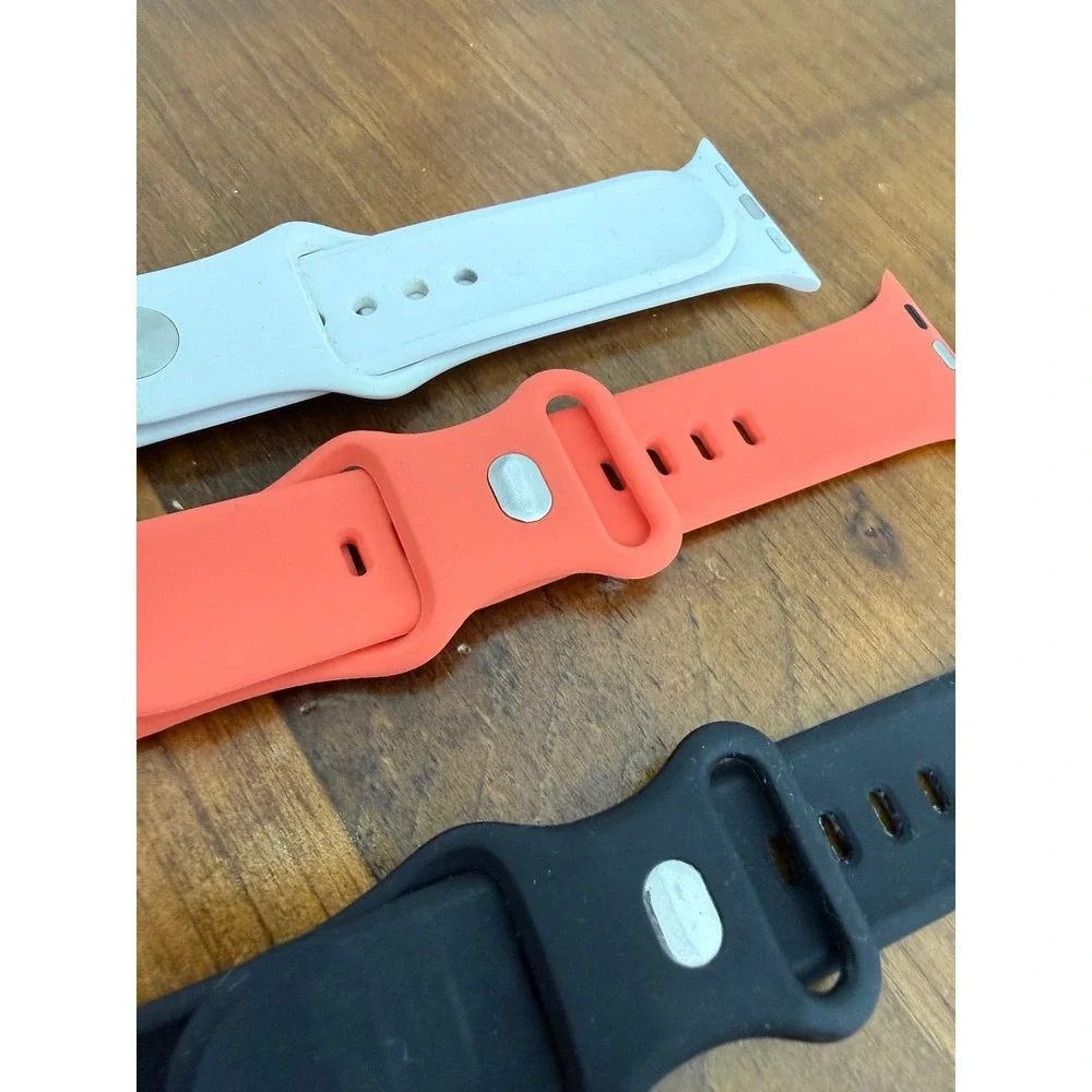 Set of 3 Silicone Sport Bands for Apple Watch Black White Coral Pink S/M